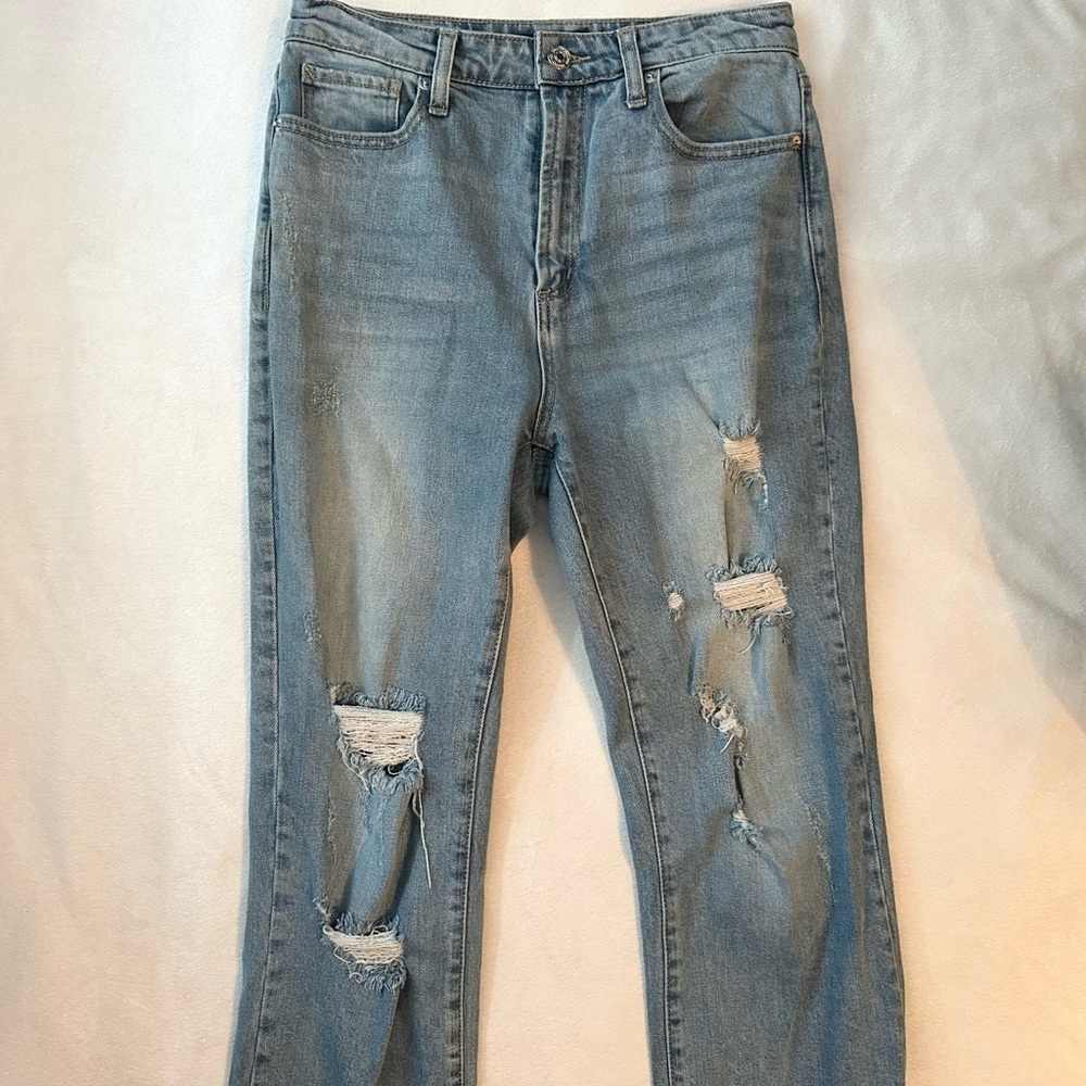 Juicy Couture Floral Velvet Satin Cuffs Crop Straight Leg Distressed Jeans 4 Y2K - Picture 3 of 10